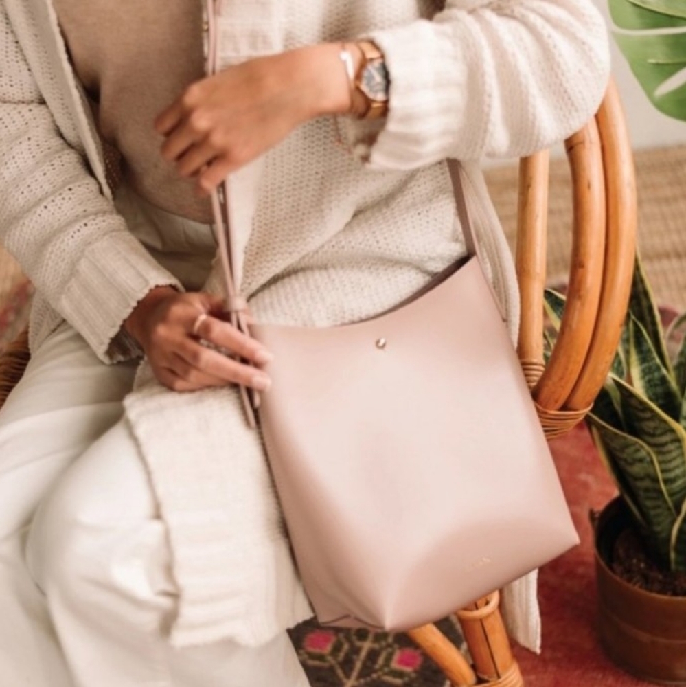 Samara Vegan Leather Pink Salmon Shoulder Bag as seen on Ellen